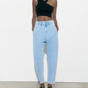 Zara Denim Ruffled Waist Jeans